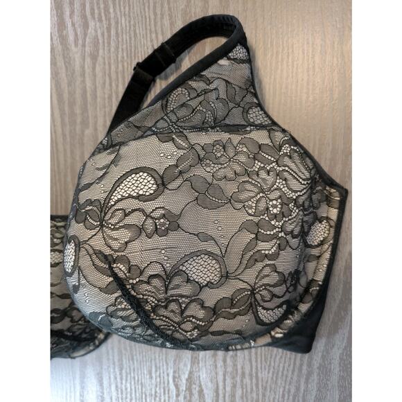Cacique Lightly Lined Black Lace Overlay Underwire Full Coverage Bra - Picture 5 of 8